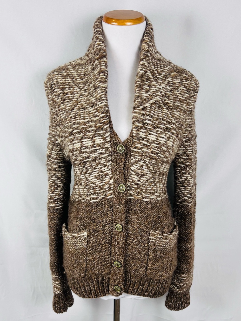Wilfred Brown and Cream Marled Nord Shawl-Collar Cardigan